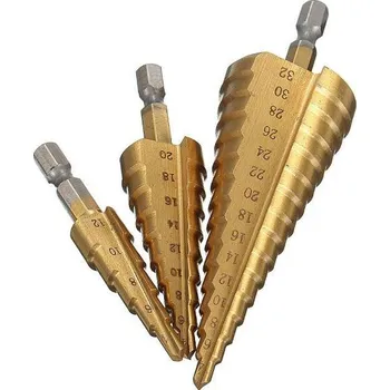 Vrták Vrták stupňovitý, sada 3ks, 4-12mm+4-20mm+4-32mm