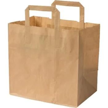 Nákupní taška Gastro obaly Taška papírová hnědá 32x22x25cm se širokým dnem na menubox (min. počet 250ks)