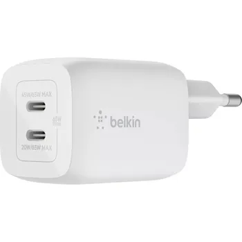 Adaptér k notebooku Belkin BoostCharge Duální USB-C nabíječka 65W Bílá