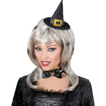 Karnevalový doplněk Mini klobouček se sponou Čarodějnice