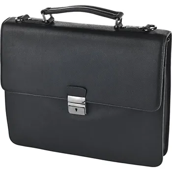 Pánská aktovka Černá kožená aktovka tenká Nivasaža N1701