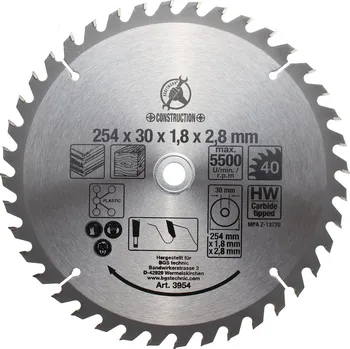 Pilový kotouč BGS Pilový kotouč ze slinutého karbidu, O 254 x 30 x 3,2 mm, 40 zubů