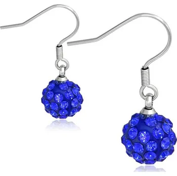 Náušnice 10mm – Modré kuličky s kamínky, afroháček