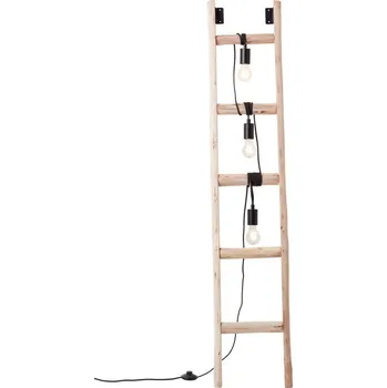 Stojací lampa Brilliant 93152/76 LADDER - Stojací retro dřevěná lampa, 3 x E27, 157cm (Stojací lampa v designu žebříku)