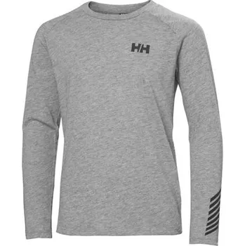 Juniorské funkční tričko Helly Hansen JR Loen tech LS top s merinem dlouhý rukáv - grey melang velikost 152-158
