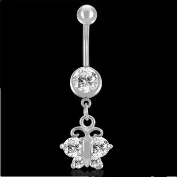 Piercing Ocelový piercing čirý Motýlek