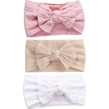 Sada 3 ks kojenecké nylonové elastické čelenky s mašlí Varianta: sada C-3