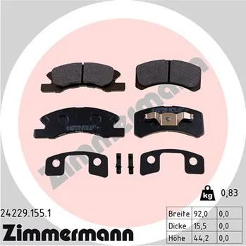 Brzdová destička Sada brzdových destiček, kotoučová brzda ZIMMERMANN 24229.155.1