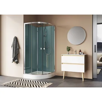 Sprchová hlavice Modul 1200 D20SR do rohu: čtyřpanelová sprchová kabina 90x90 cm, čtvrtkruhová, termostatická baterie, hlavová sprcha 29094RS24007