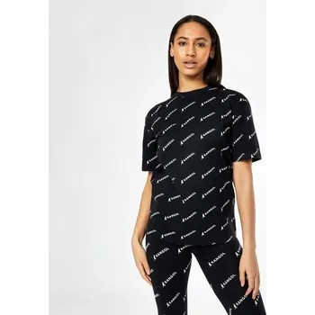 Dámské tričko dámské tričko KANGOL - BLACK - M (Kangol All Over Printř Boxy T-Shirt Ladies)
