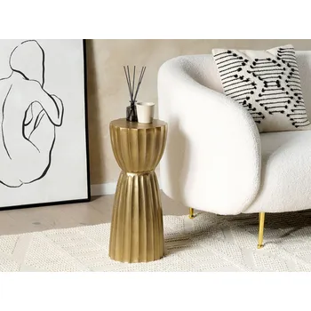 Obývací pokoj Příruční stolek Zlatý hliník starožitný pilíř sloup Design 24 x 56 cm moderní domácí nábytek Beliani