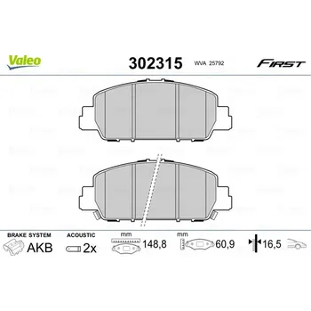 Brzdová destička Sada brzdových destiček, kotoučová brzda VALEO 302315
