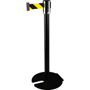 Plotový sloupek Zahrazovací sloupek stohovatelný 2,3 m, černá – černá / žlutá, PROFI