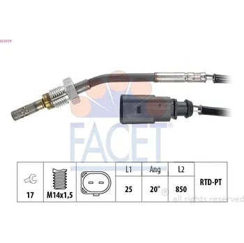 Čidlo automobilu Čidlo, teplota výfukových plynů FACET 22.0319