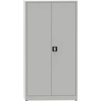 Svařovaná skříň s dvoukřídlými dveřmi, v x š x h: 1800x950x400 mm, 4 police, barva šedá RAL7035