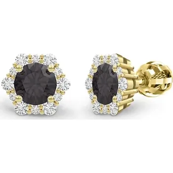 Náušnice Peckové zlaté náušnice Chantal Noir osazené zirkony Materiál šperku: Žluté zlato, Barva zirkonů: Černo - bílá kombinace