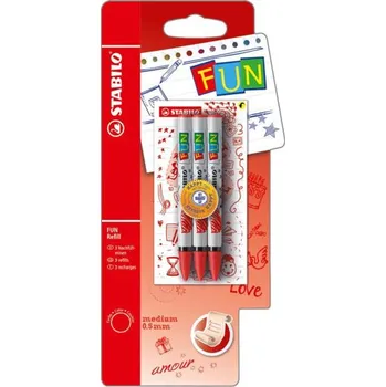 Náplň do psacích potřeb Náplň do kuličkového pera STABILO FUN 0,5mm / 3ks červená