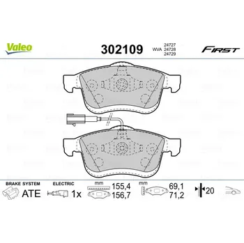 Brzdová destička Sada brzdových destiček, kotoučová brzda VALEO 302109