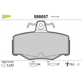 Brzdová destička Sada brzdových destiček, kotoučová brzda VALEO 598057