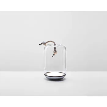 Lampička Brokis Stolní lampa Knot Small Cilindro Table Battery PC1250, clear / stainless steel