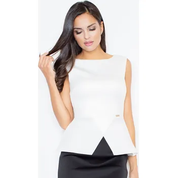 Dámská halenka Smetanová halenka s asymetrickým volánem M382 Velikost: S