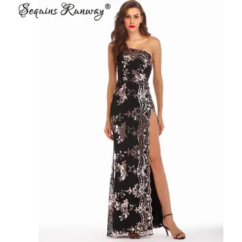 Dámské šaty Dámské svatební šaty Sequins SF346 Barva: Černo-Zlatá, Velikost: M