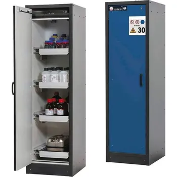 Bezpečnostní skříň na chemikálie 30 min., 4 zásuvky, š. 564 mm, dveře modré