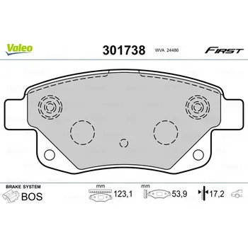 Brzdová destička Sada brzdových destiček, kotoučová brzda VALEO 301738