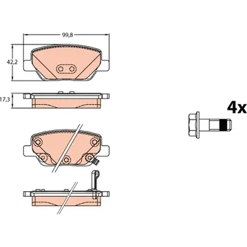 Brzdová destička Sada brzdových destiček, kotoučová brzda TRW GDB2156