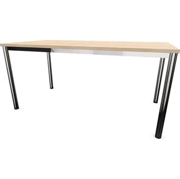 Psací stůl Stůl kancelářský, rovný, podnoží kulaté lesklé, barva akácie, š x h: 1600 x 800 mm