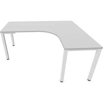 Psací stůl Stůl kancelářský ve tvaru 'L', podnoží hranaté, bílé, barva světle šedá, pravé, š: 1800 x 1600 mm
