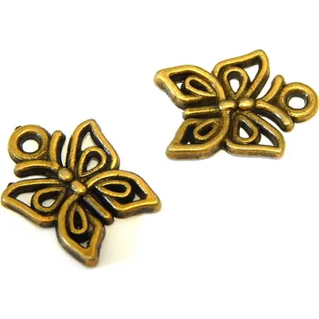 Přívěsek Kovový přívěsek, motýl, mosaz, 1ks, 13 x 17 mm