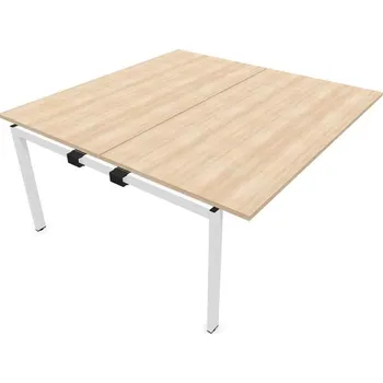 Psací stůl Stůl kancelářský SQart oboustranný, přídavný, podnoží bílé, pracovní deska akácie, š x h: 1600 x 1600 mm