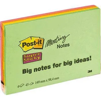 Set školních potřeb Post-it samolepící poznámka 7100043257 149 mm x 98 mm neonově zelená, neonově oranžová, ultrarůžová , ultražlutá 180 listů
