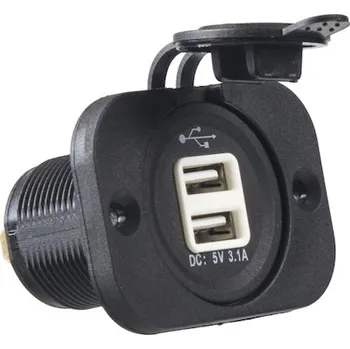 Auto elektroinstalace 2x USB nabíječka (zásuvka) voděodolná do panelu, 34523A