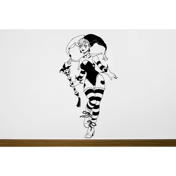 Samolepící dekorace Lepy.cz Samolepka na zeď Joker - Girl Velikost (šířka x výška): 67x120cm, Barevná varianta: Tmavě šedivá