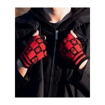 Rukavice Rukavice bezprsté šachovnice červená s motivem