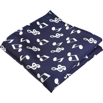 Látkový kapesník Kapesníček do saka - Noty a houslové klíče - Modrý