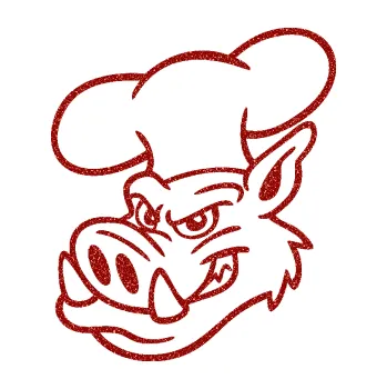 Samolepicí dekorace na vozidlo Divoké prase 006 levá šéfkuchař (86 - Ultra Metalic červená) SAMOLEPKA NA AUTO, NÁLEPKA, FÓLIE, POLEP, TUNING, VLASTNÍ TEXT, TISK, AUTOSAMOLEPKY.cz, POLEPY, OBRÁZEK, LOGO, 3D STICKERS