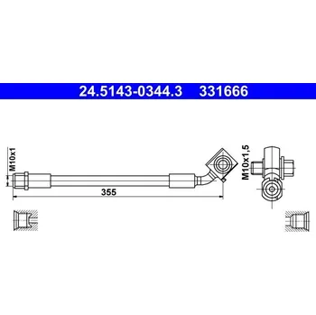 Brzdový systém Brzdová hadice ATE 24.5143-0344.3