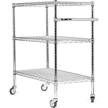 Servírovací stolek Dílenský a cateringový vozík, rovné police, 46 x 92 x 100 cm, max 100 kg, 3 pol.