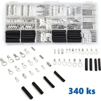 Auto elektroinstalace Sada neizolovaných oček a spojek se smršťovací bužírkou, 340 ks