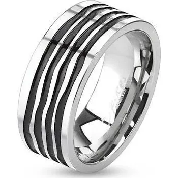 Prsten Pánský ocelový prsten s pruhy (70)