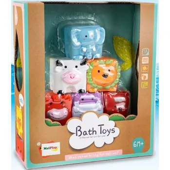 Hračka pro nejmenší Bath Toys senzorické kostky se zvířátky 6 ks