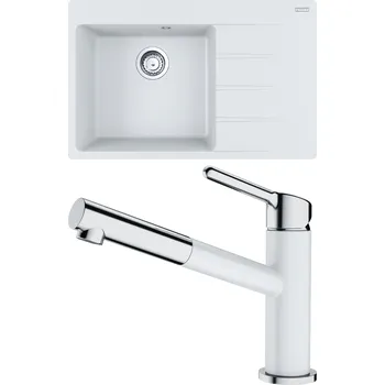 Kuchyňský dřez Set Franke G219 (dřez CNG 611-78 TL/2 Bílá-led + baterie FC 3055.094 ORBIT Chrom/Bílá-led) 114.0650.825