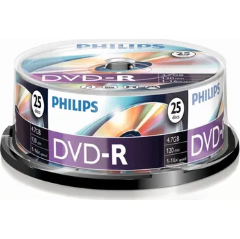 Optické médium 1x25 Philips DVD-R 4,7GB 16x SP