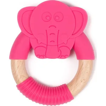 Bo Jungle Kousátko B-TEETHER ANIMAL WOOD Pink Elephant
