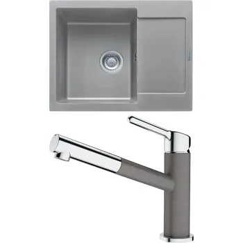 Granitový dřez Set Franke G191 (dřez MRG 611-62 Šedý kámen + baterie FC 3055.084 ORBIT Chrom/Šedý kámen) 114.0650.609