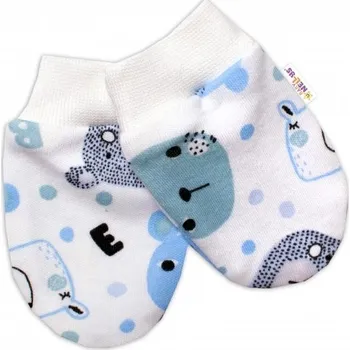 Rukavice Rukavice kojenecké bavlna - NEW TEDDY s modrou - vel.0-4měs.