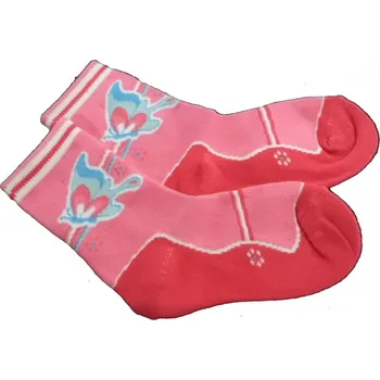 Ponožky dětské bavlna - MOTÝL růžové - vel.15-16cm